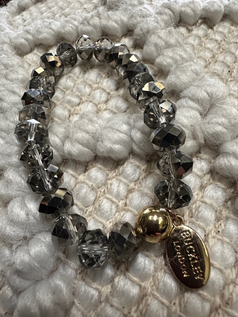 Buckley London Smoky Faceted Crystal Stretch Bracelet